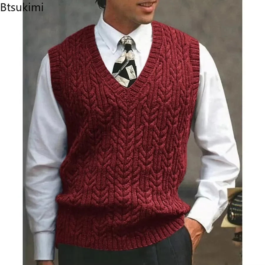 Men's Fleece V-Neck Sweater Vest