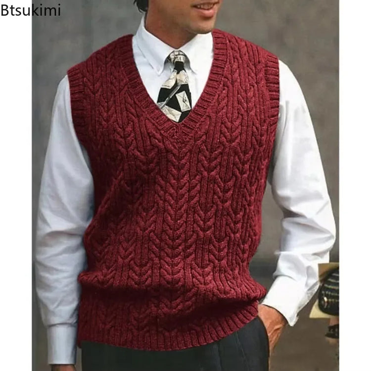 Men's Fleece V-Neck Sweater Vest