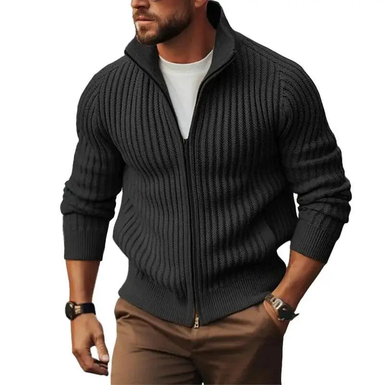 Men's Zip-Up Knit Cardigan Sweater
