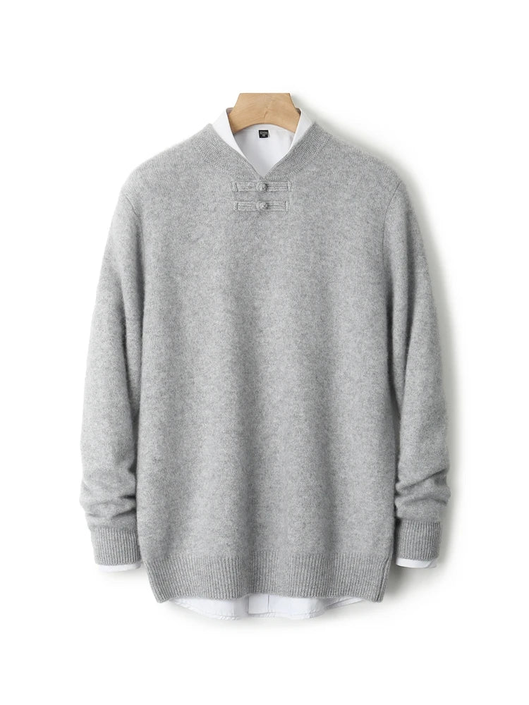 Men's Stand-Collar Button Sweater