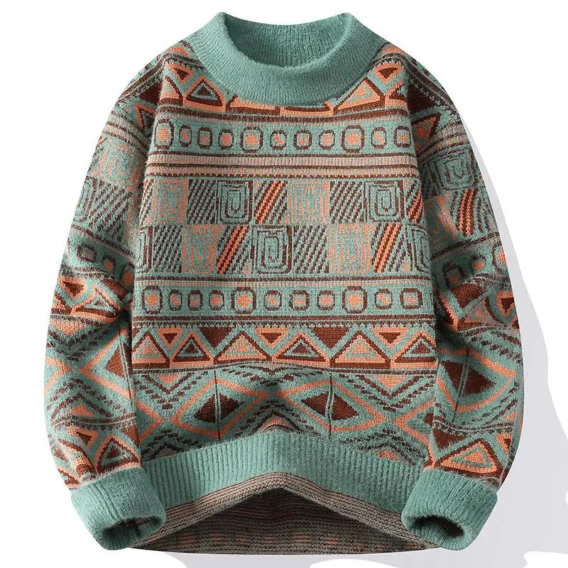Men's Fuzzy Pattern Knit Sweater