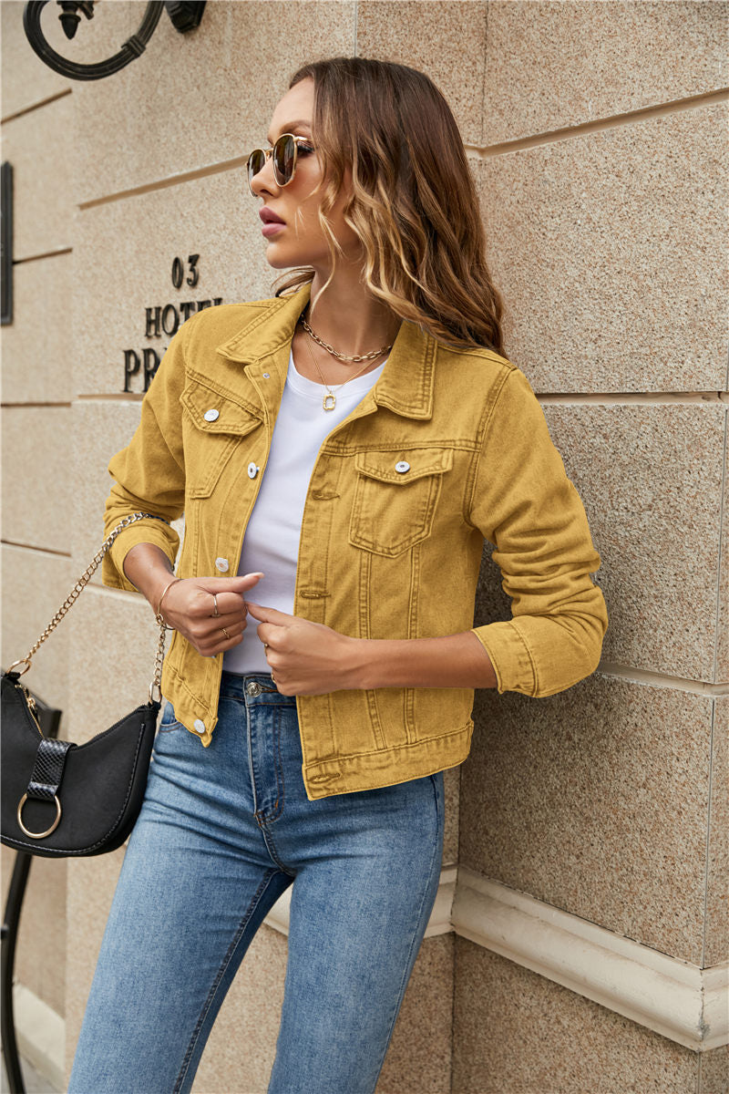 Slim Button-Front Denim Jacket
