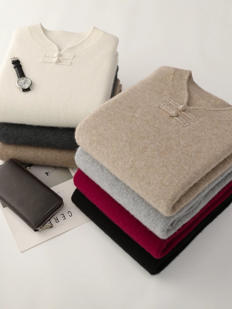 Men's Stand-Collar Button Sweater