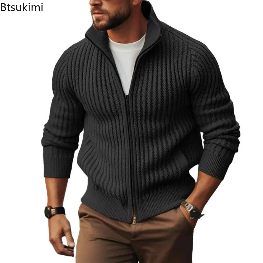 Men's Zip-Up Knit Cardigan Sweater