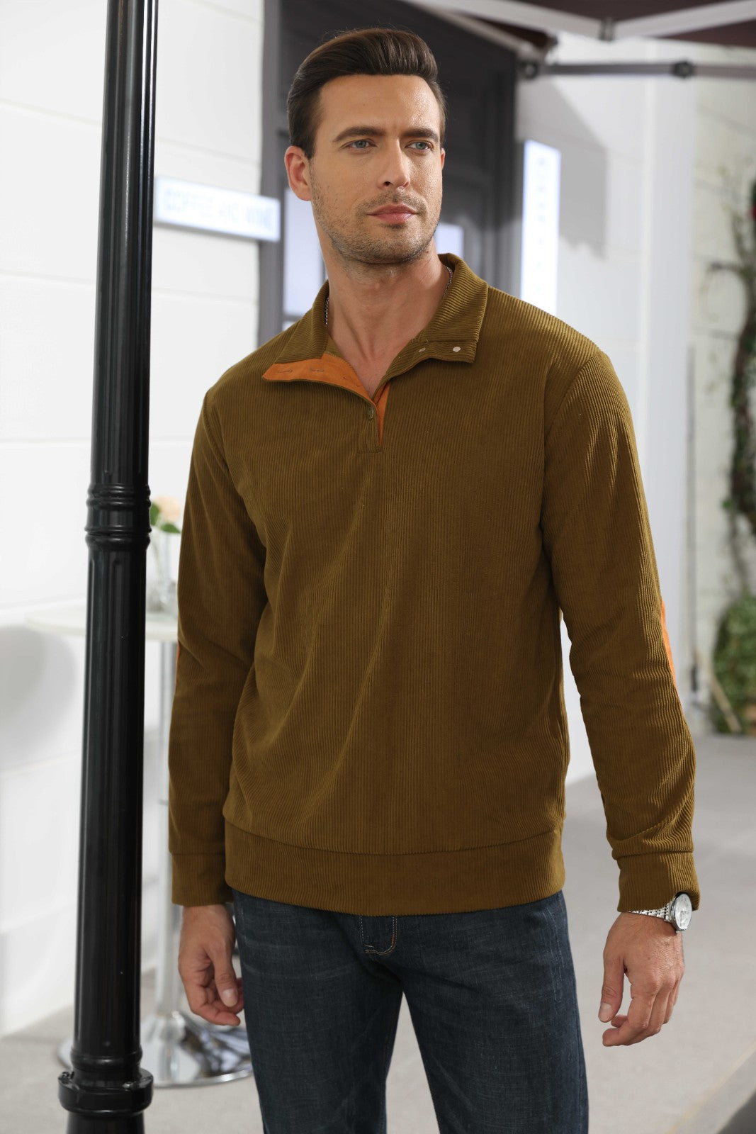 Men's Stand-Collar Pullover Sweater