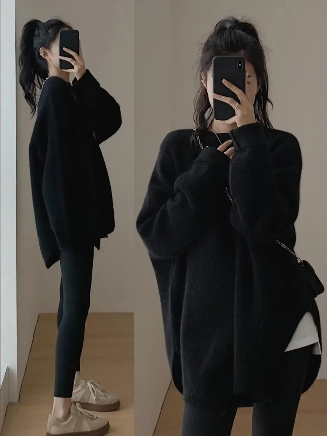 Long Red Knit Sweater