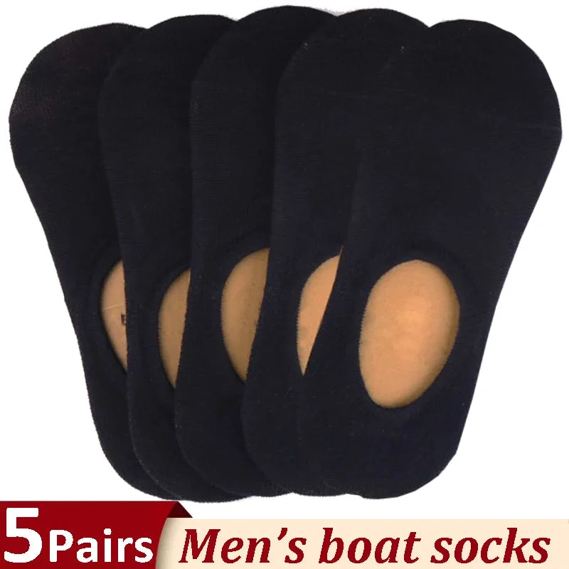 Men's No-Show Boat Socks, 5 Pairs