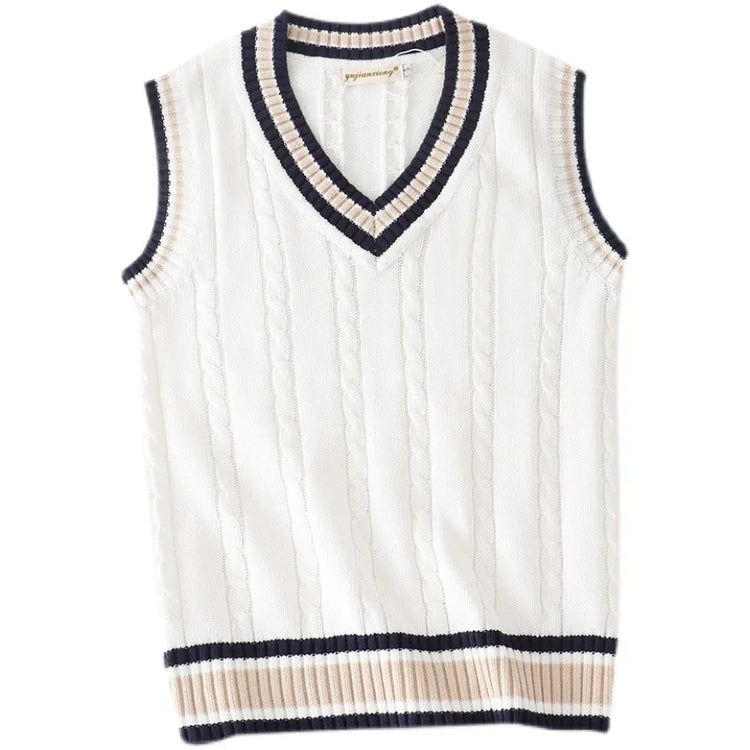 Men's Striped V-Neck Sweater Vest