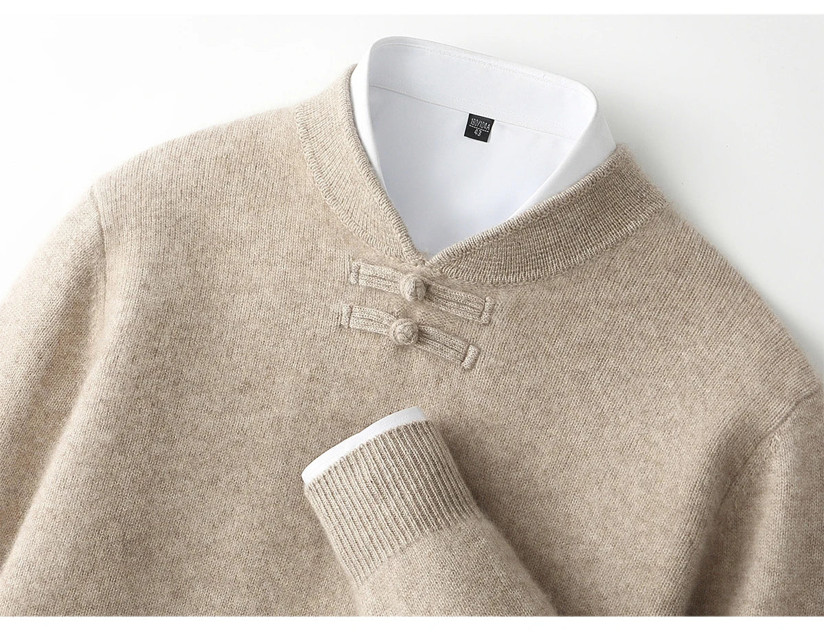 Men's Stand-Collar Button Sweater