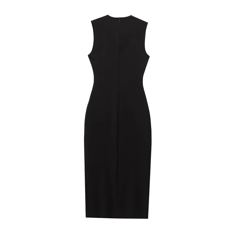 Button-Up Sleeveless Long Dress