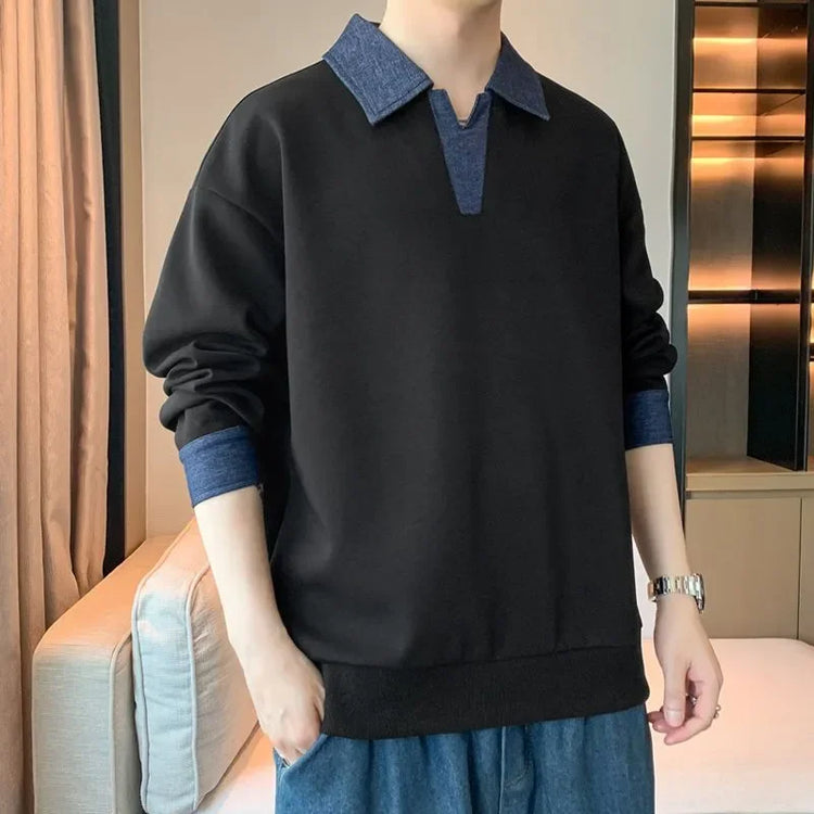 Men's Lapel Sweatshirt Top