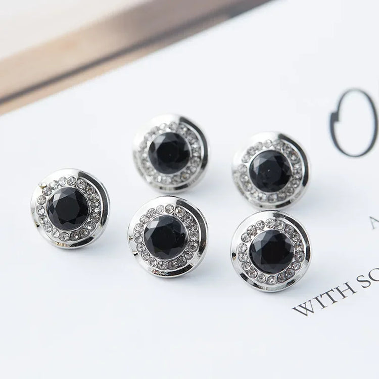 5pcs Fashionable Gemstone Buttons 11.5mm Small Luxurious Metal Shank Buttons Woman's Clothing Decorative Buttons