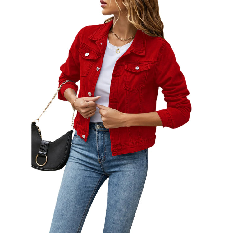 Slim Button-Front Denim Jacket