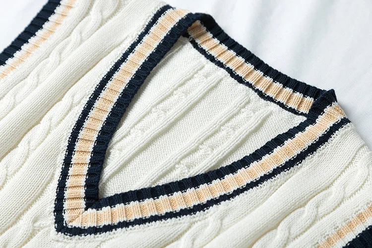Men's Striped V-Neck Sweater Vest
