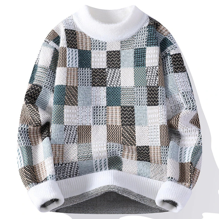 Men's Fuzzy Pattern Knit Sweater