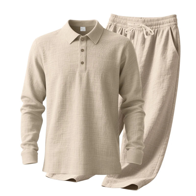 Men's Polo Shirt & Straight-Leg Pants Set