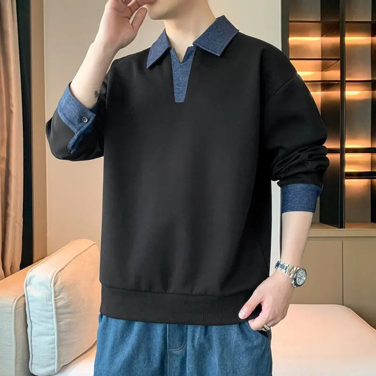 Men's Lapel Sweatshirt Top