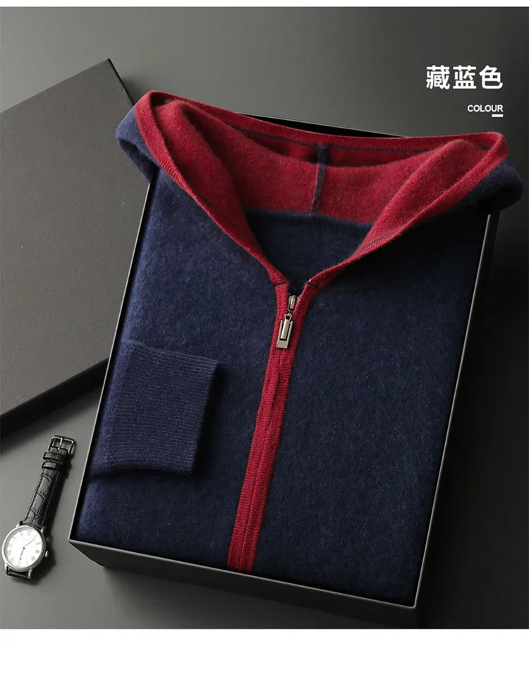 Men's Hooded Zip Cardigan Sweater