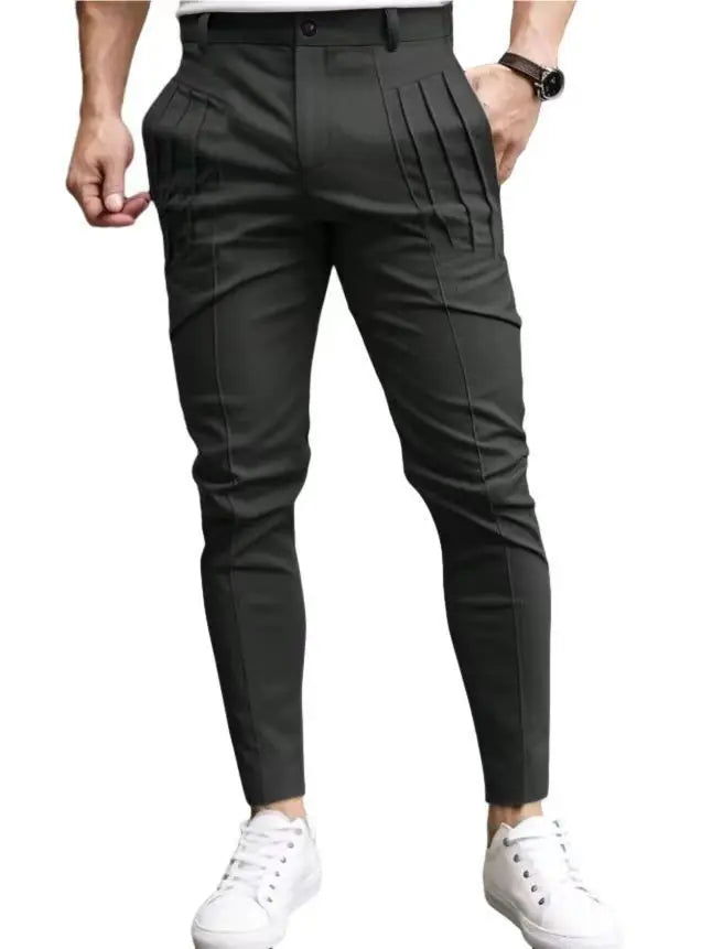 Men's Pleated Slim-Fit Pants