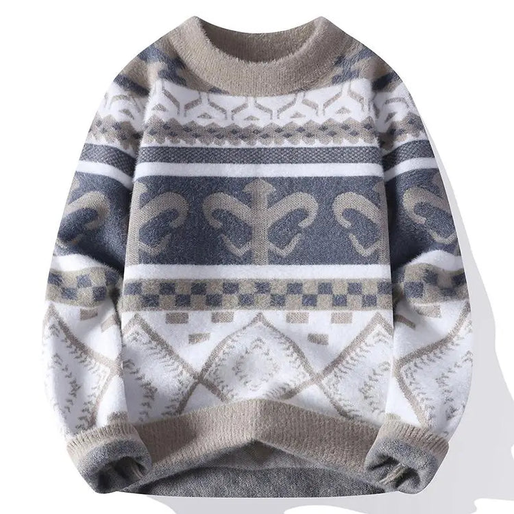Men's Fuzzy Pattern Knit Sweater