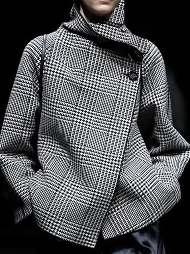 Asymmetric Houndstooth Coat