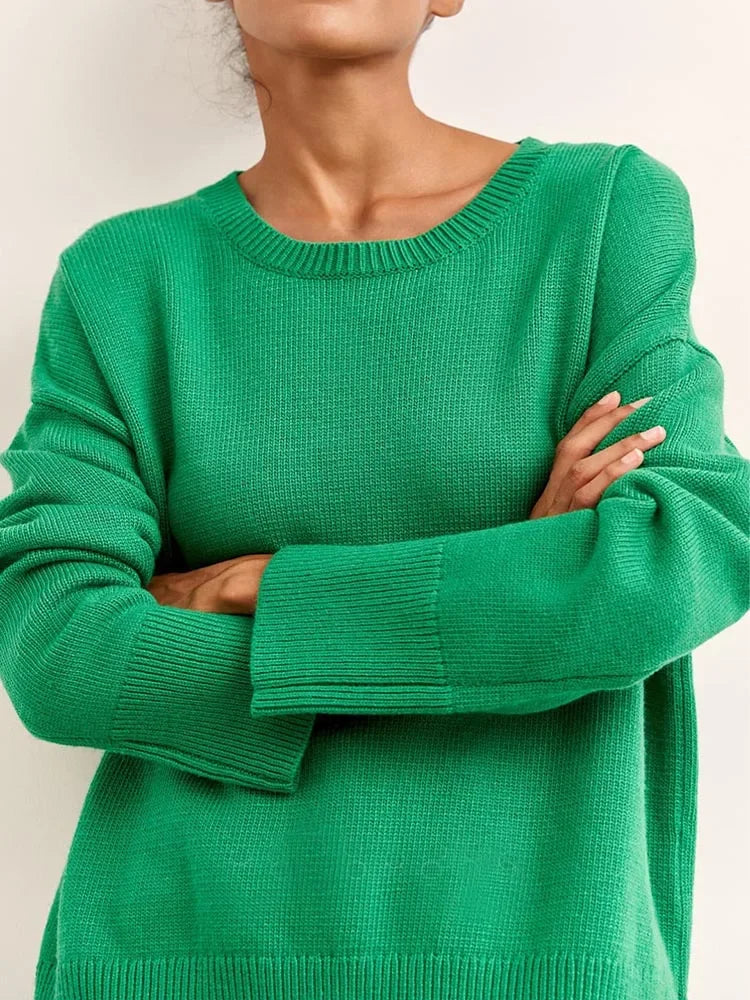 Oversized Crewneck Knit Sweater