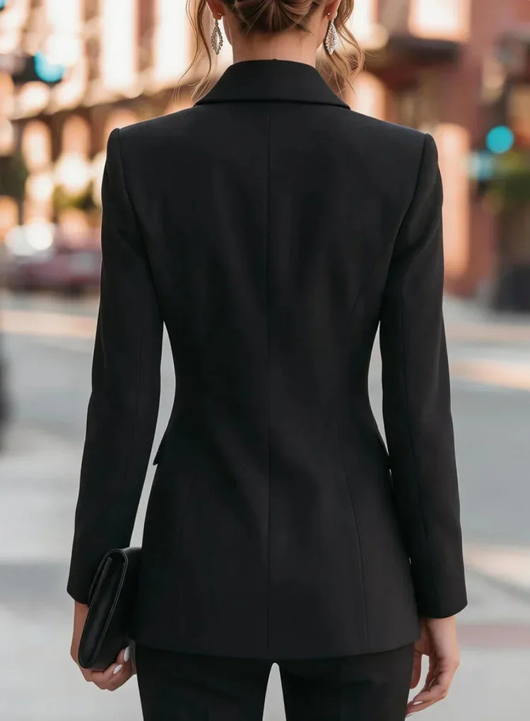 Women's Jacket 2026 New Women's Formal Blazer Jacket Shawl Lapel Deep V Neck Shoulder Pad Long Sleeve Slim Office Business Coat