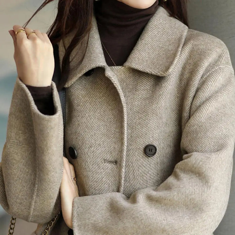 Women Woolen Coat Fashion Jacket Woolen Overcoat Elegant Lapel Single-breasted Long Sleeve Coat 2025 Lady Commuter Outerwear