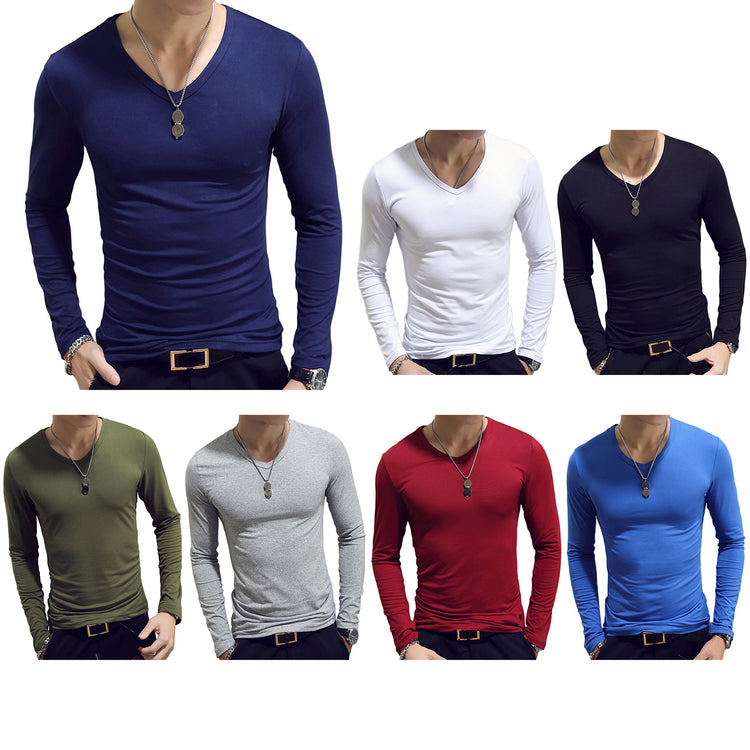Men's Slim V-Neck Long-Sleeve T-Shirt