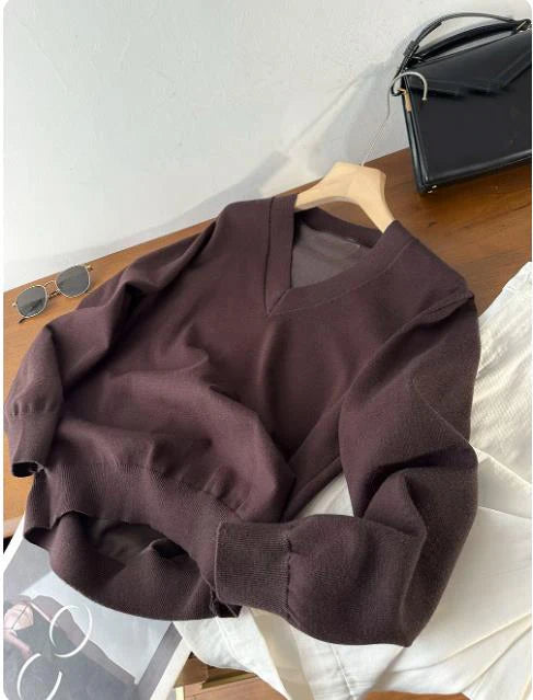 Vintage Wool-Blend V-Neck Sweater