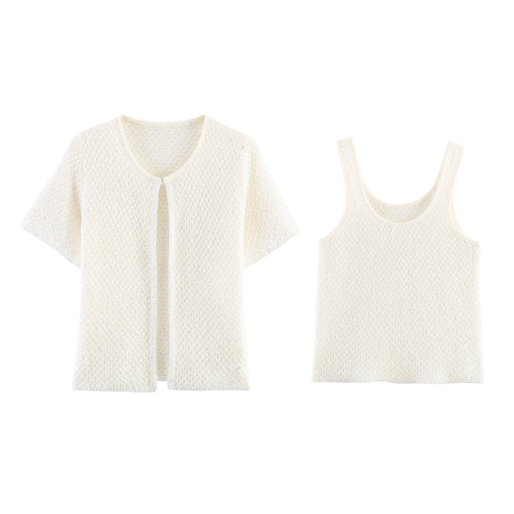 Pearl-Trim Knit Sweater Vest