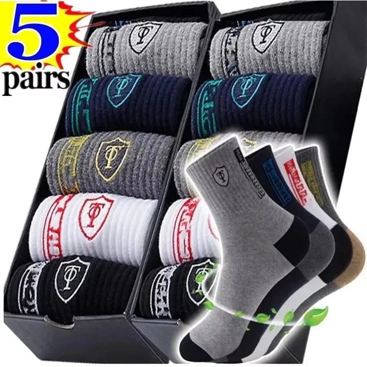 Men's Mid-Calf Sports Socks, 5 Pairs