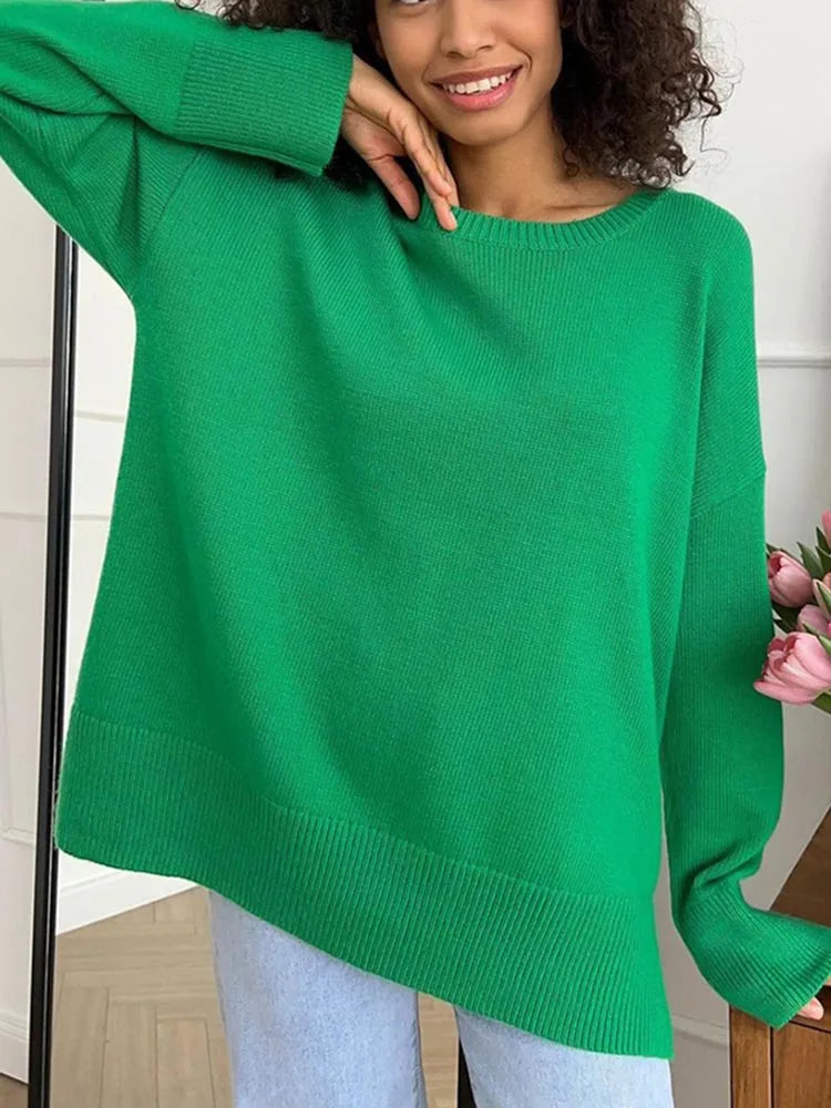 Oversized Crewneck Knit Sweater