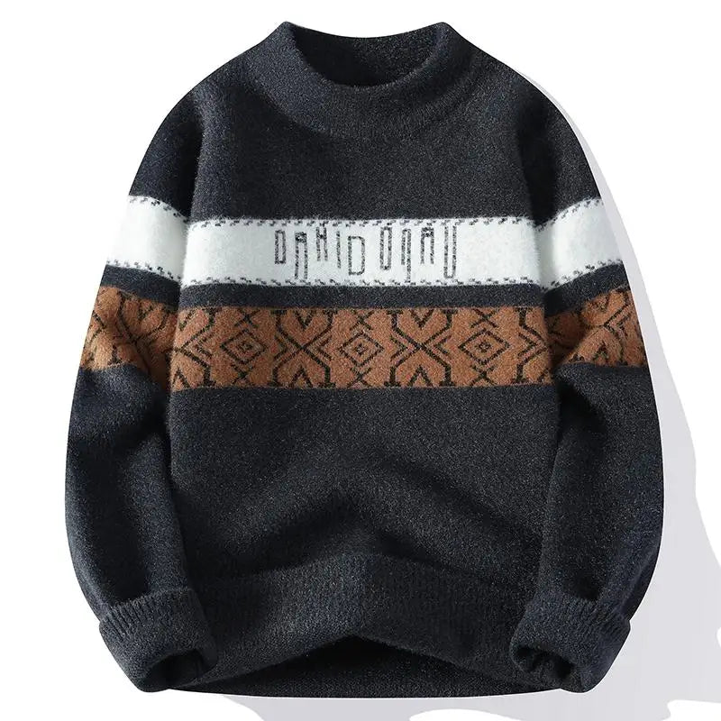 Men's Fuzzy Pattern Knit Sweater