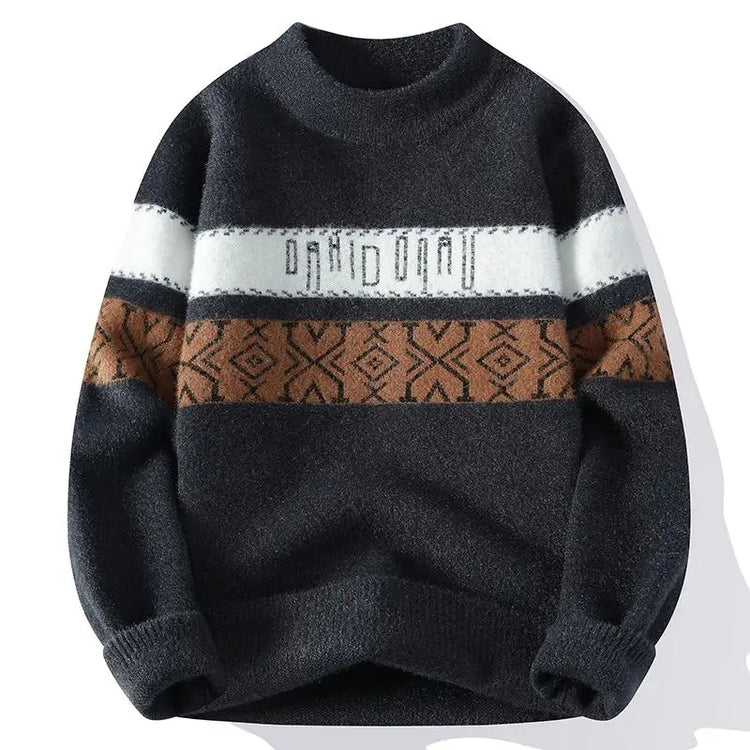Men's Fuzzy Pattern Knit Sweater