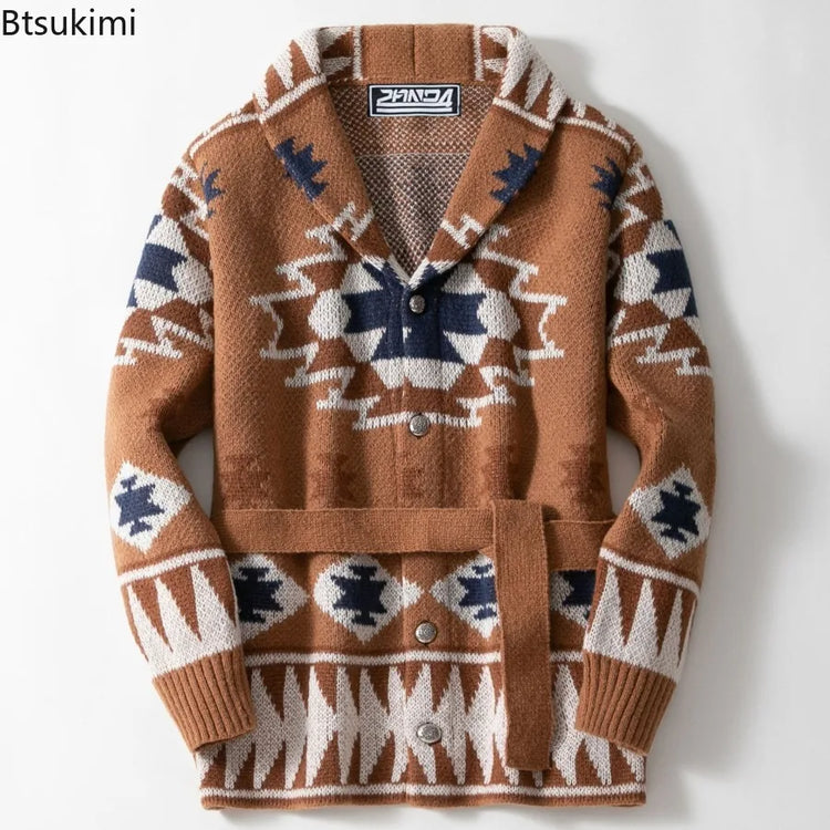 Men's Striped Jacquard Cardigan Sweater