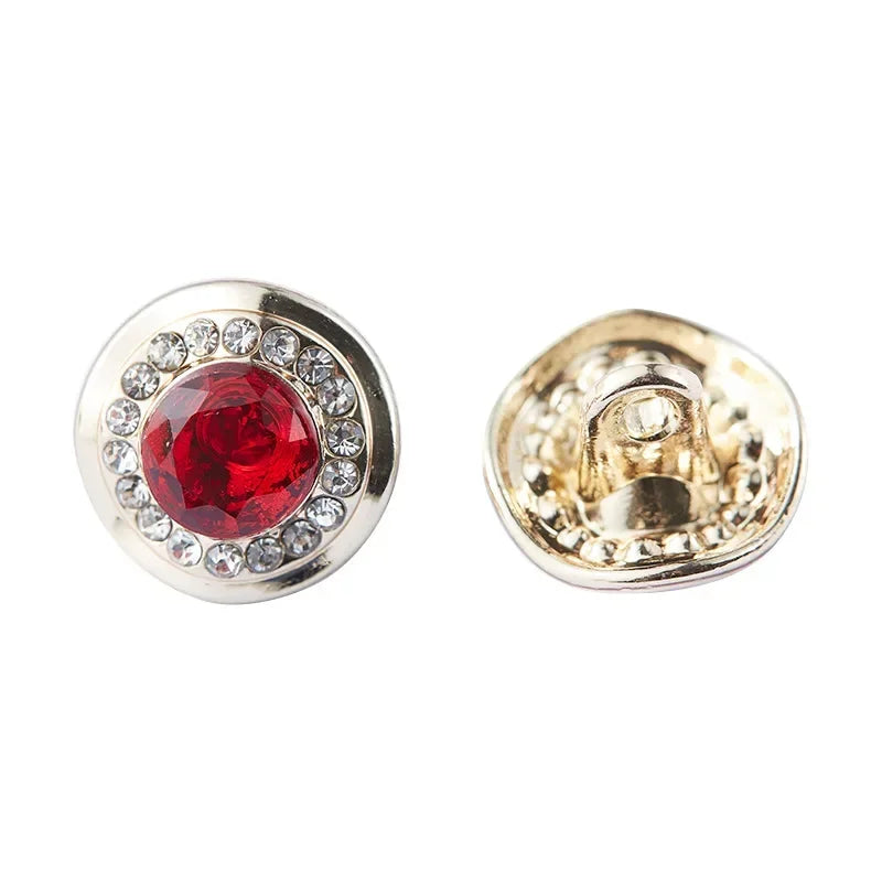 5pcs Fashionable Gemstone Buttons 11.5mm Small Luxurious Metal Shank Buttons Woman's Clothing Decorative Buttons