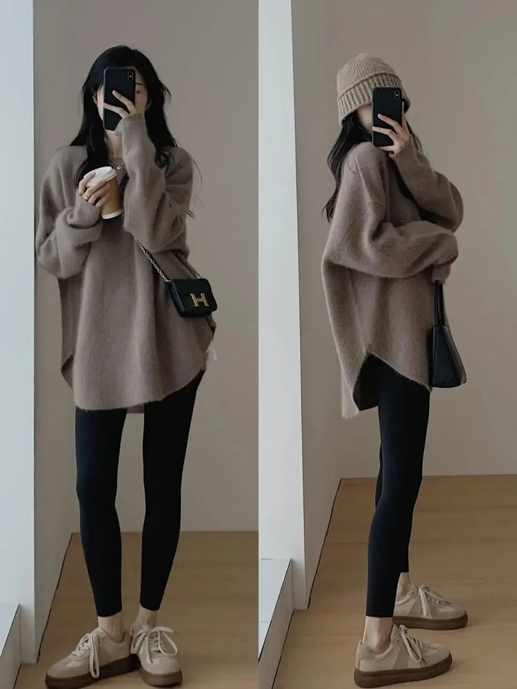 Long Red Knit Sweater