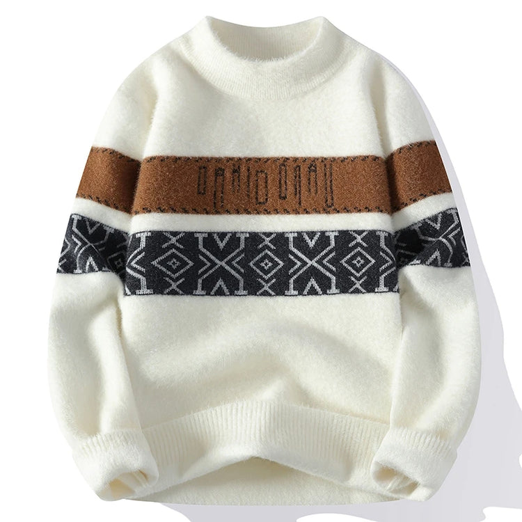 Men's Fuzzy Pattern Knit Sweater