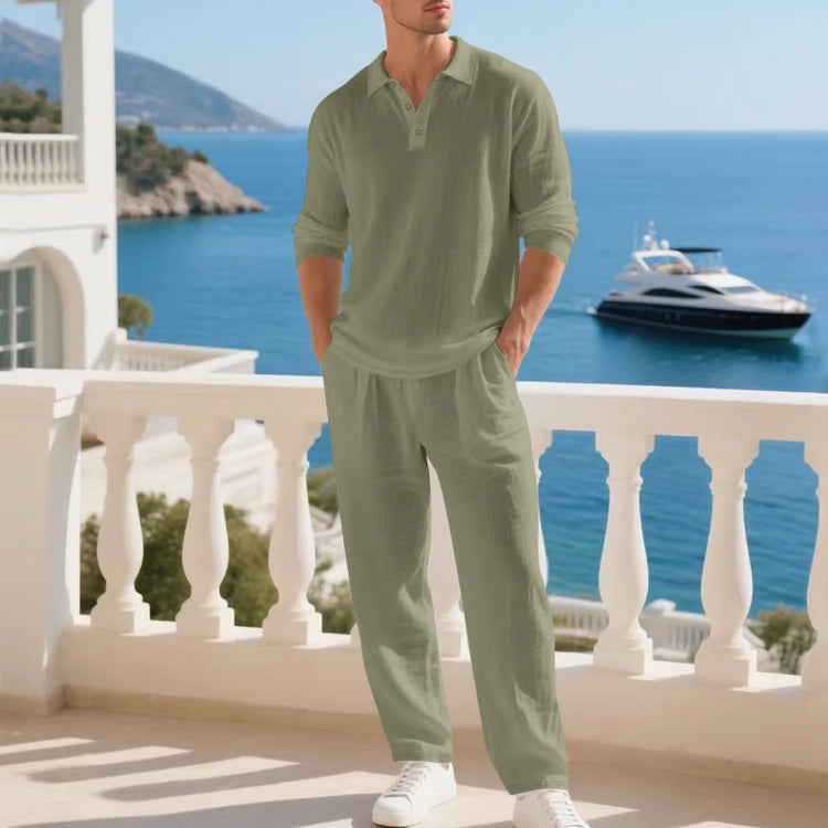 Men's Polo Shirt & Straight-Leg Pants Set
