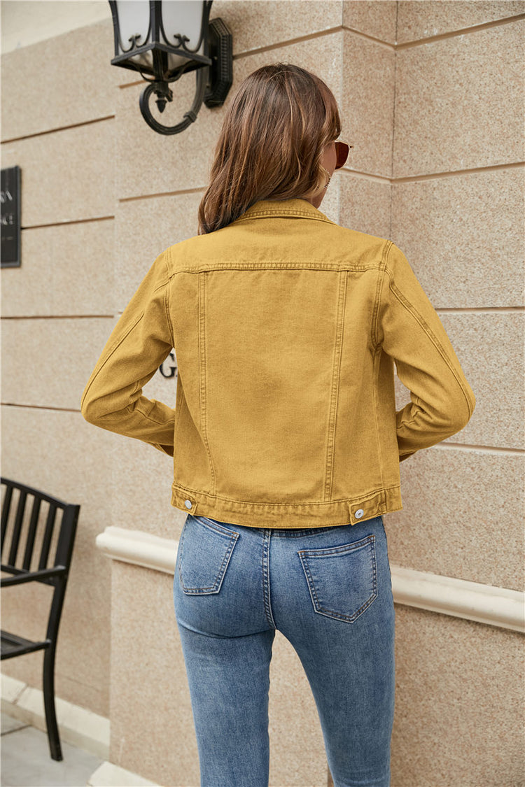 Slim Button-Front Denim Jacket