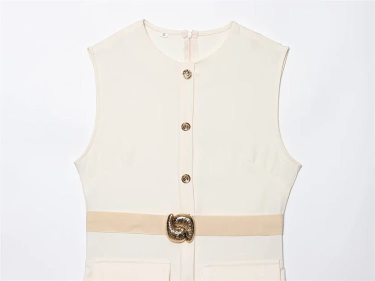 Button-Up Sleeveless Long Dress
