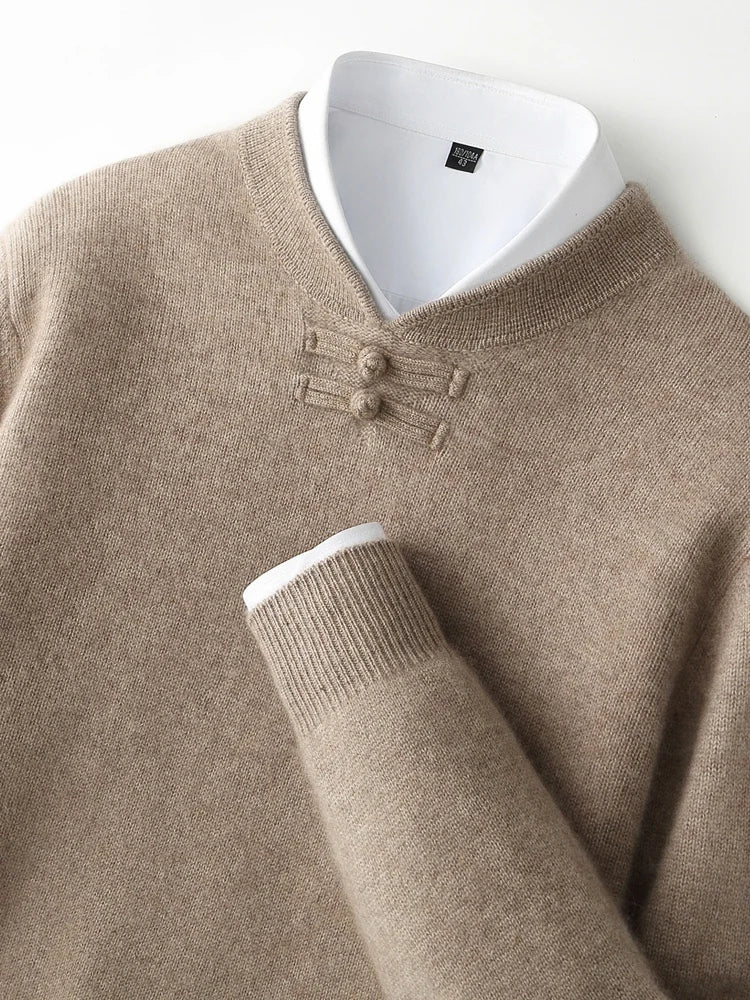 Men's Stand-Collar Button Sweater