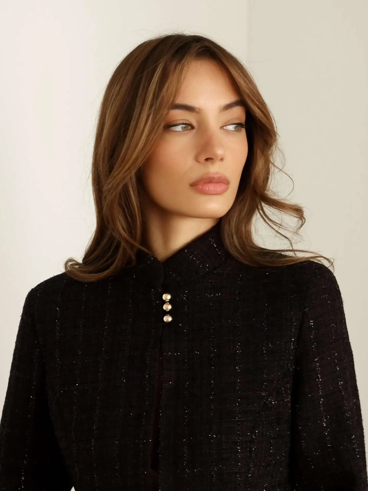 Stand-Collar Slim Blazer Jacket