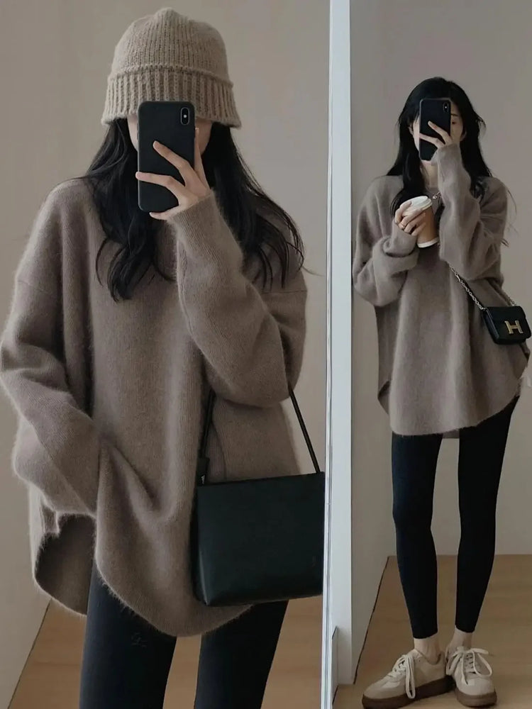 Long Red Knit Sweater