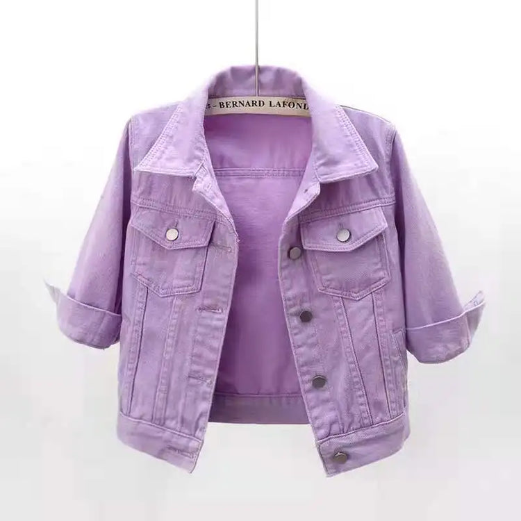 Denim Jacket Women 2023 Three Quarter Sleeves Jean Jacket Woman  Comfortable Denim Coat Chaqueta Vaquera Mujer Veste Jeans Femme