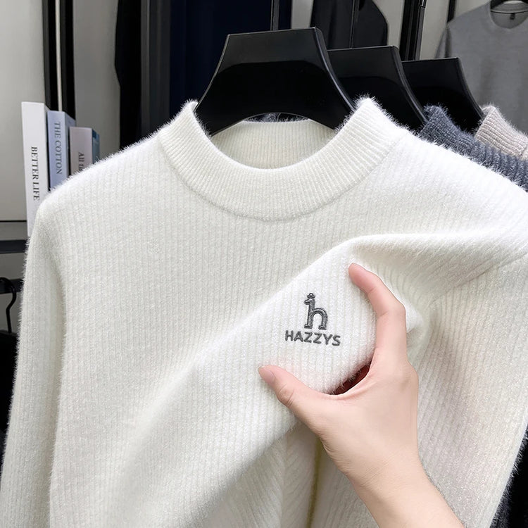 Men's Semi-High Neck Knit Sweater