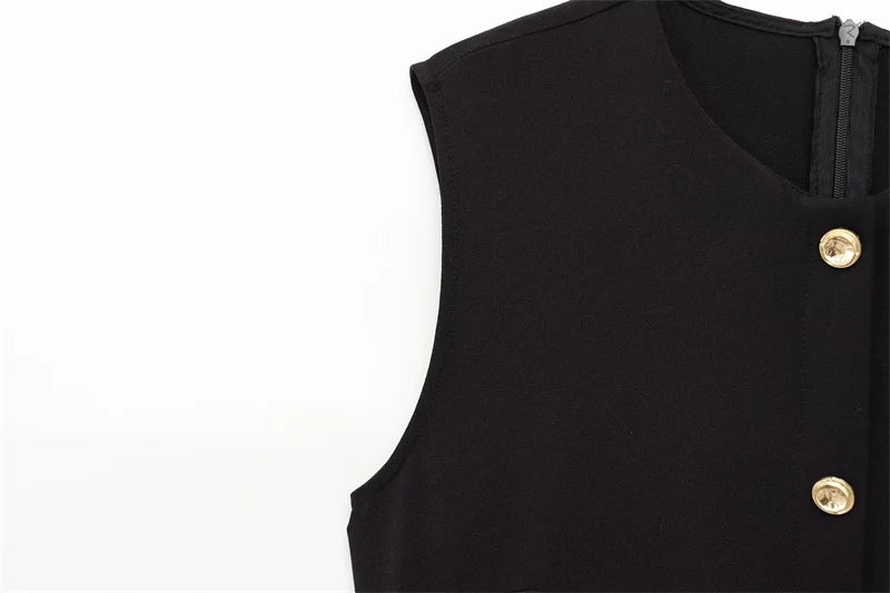 Button-Up Sleeveless Long Dress