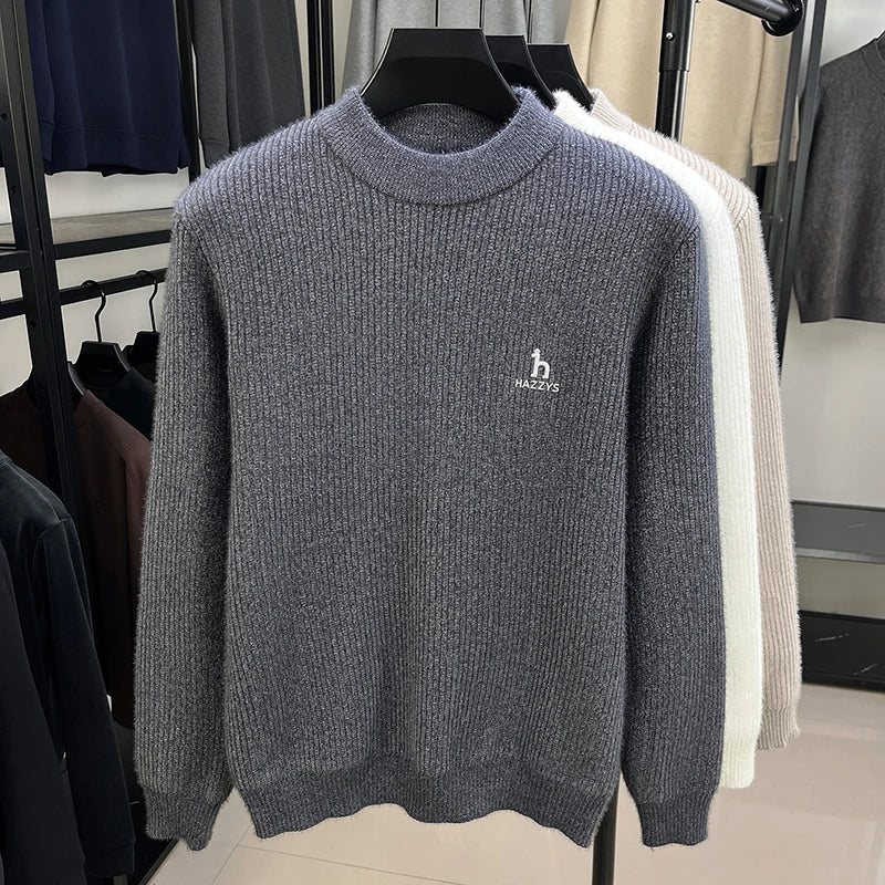 Men's Semi-High Neck Knit Sweater