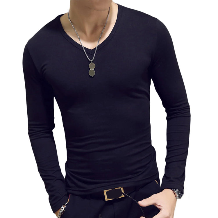 Men's Slim V-Neck Long-Sleeve T-Shirt